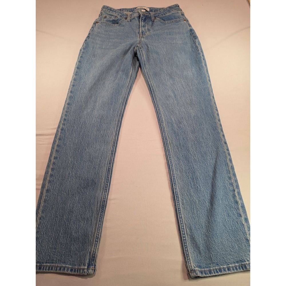 Abercrombie & Fitch Curve Love Mid Rise 90s Straight Jeans Light Wash 26 Regular